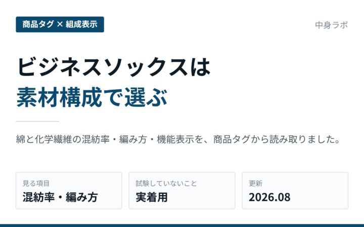 ビジネスソックスを素材構成で比較｜綿・化学繊維・編み方の見方の記事画像