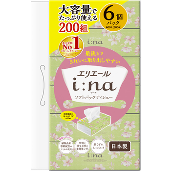 エリエール i：na ソフトパックティシュー 200組 6個パック